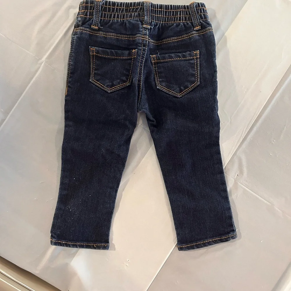 EUC OshKosh B'gosh Baby Girls Skinny‎ Jeans Dark Wash Blue Denim Size 12M